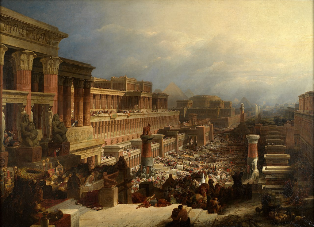 Éxodo hebreo. David Roberts, Los israelitas yéndose de Egipto, óleo sobre lienzo, 1828.[26]​.